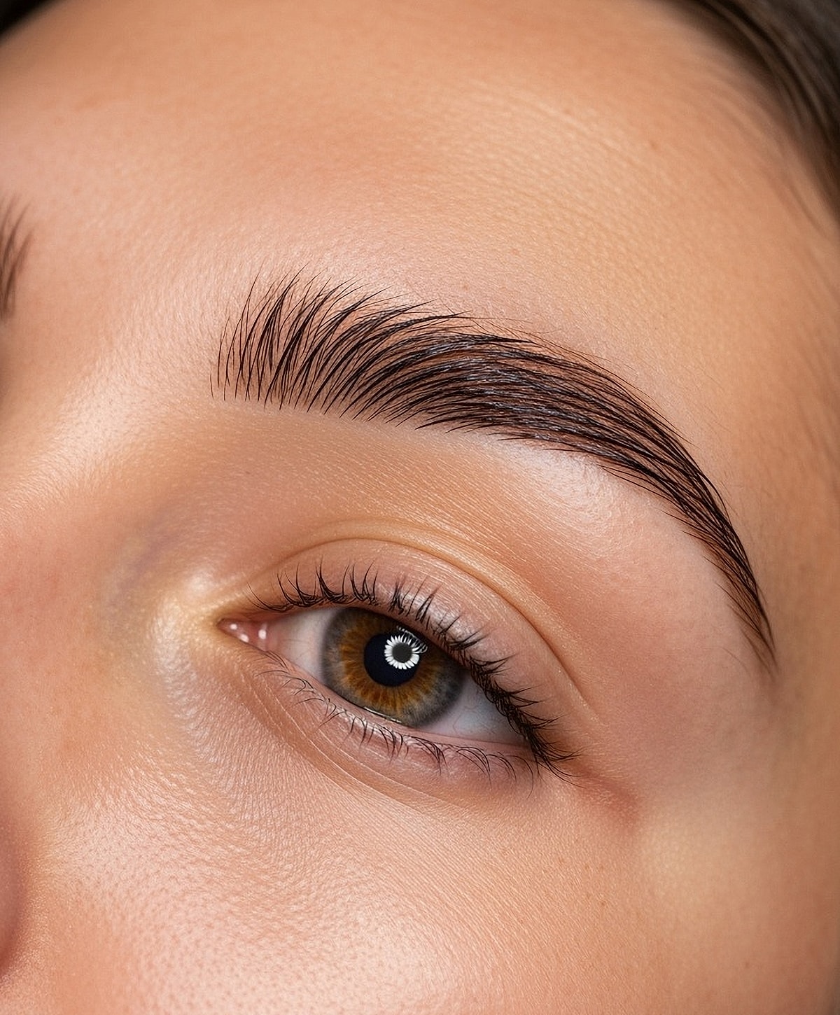 Close-up of eye and eyebrow details.