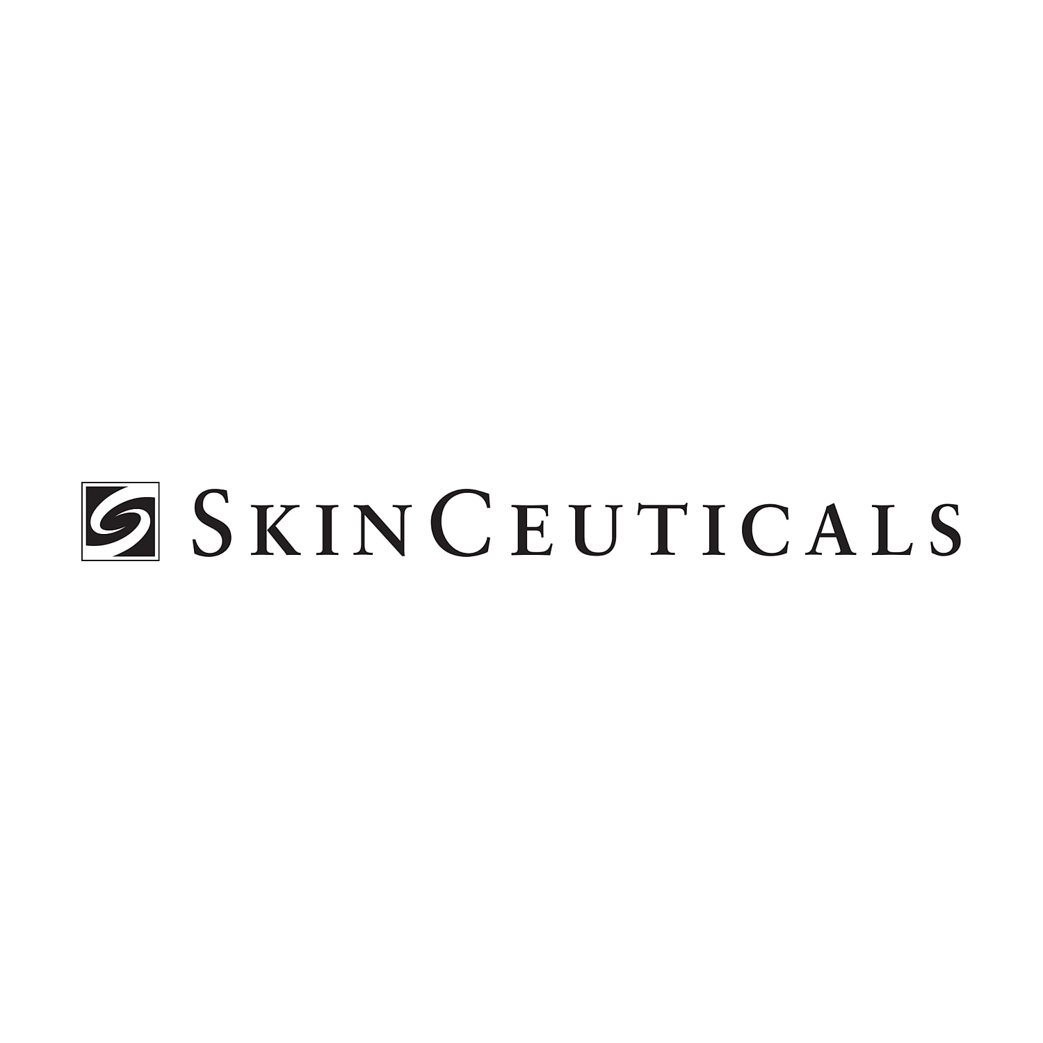 SkinCeuticals logo in black and white.