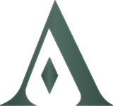 Stylized letter A with a diamond shape.